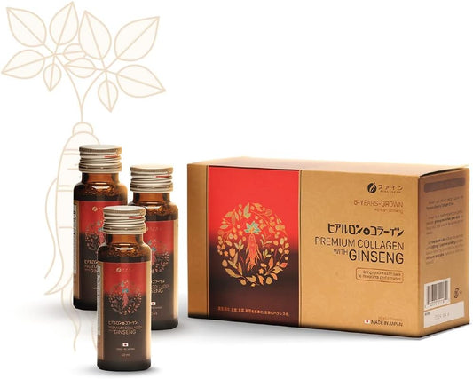Premium Vegan Collagen & Ginseng Liquid Supplement for Healthy Aging - Hydrating Anti-Aging Serum with Peptides for Women - Fine Japan Anti-Wrinkles Liquid Collagen