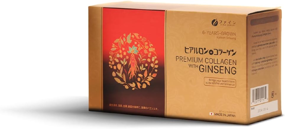 Premium Vegan Collagen & Ginseng Liquid Supplement for Healthy Aging - Hydrating Anti-Aging Serum with Peptides for Women - Fine Japan Anti-Wrinkles Liquid Collagen