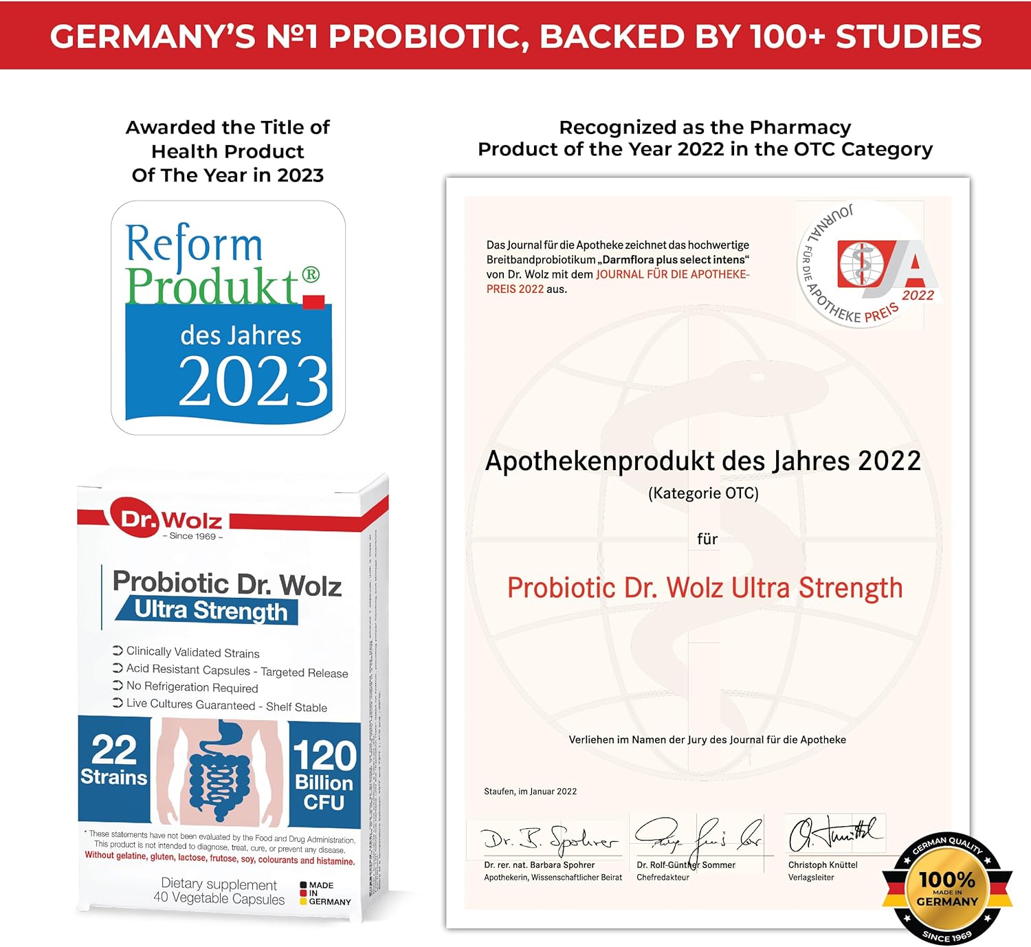 Premium Vegan Daily Probiotic Supplement for Gut Health - 120 Billion CFU, 22 Strains - Target Release Formula - 40 Capsules