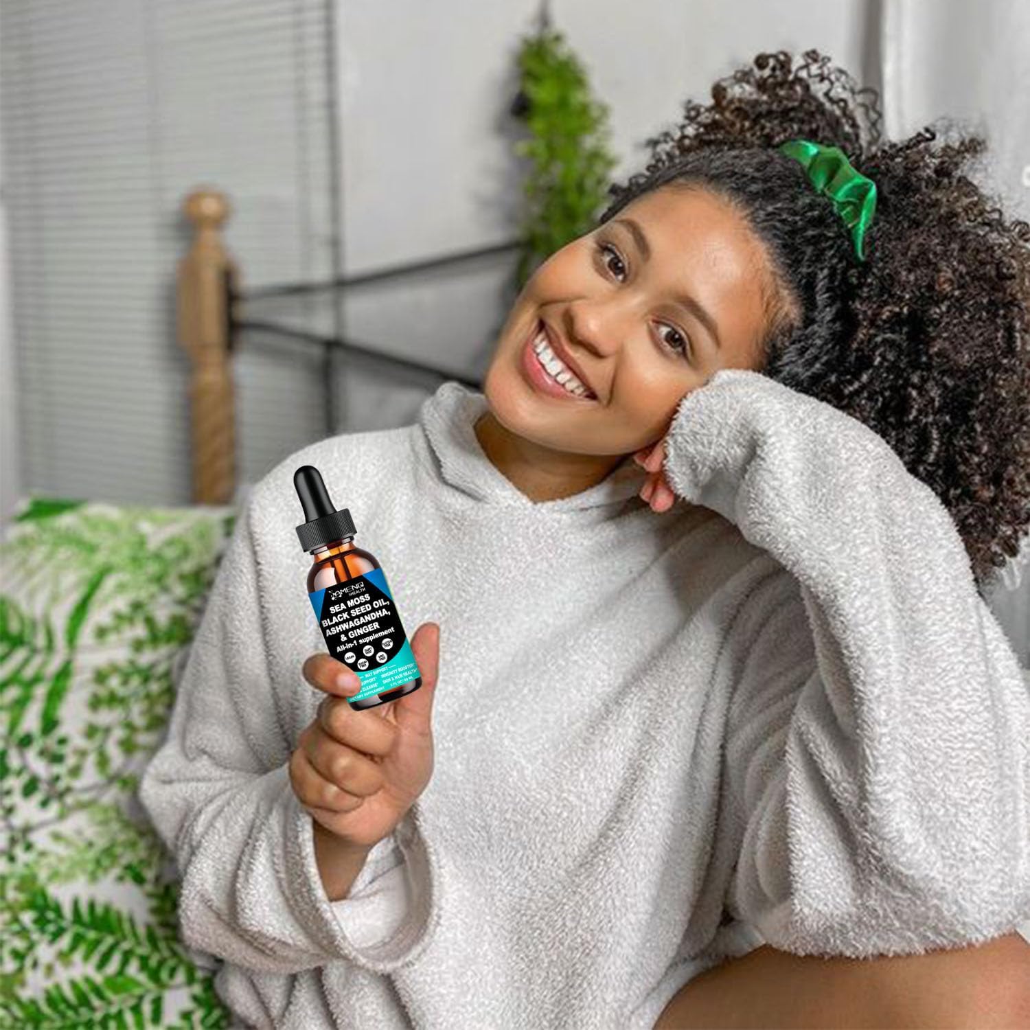 Premium Vegan Sea Moss Black Seed Oil Ashwagandha Ginger Liquid Drops Extract - Immunity & Joint Support - 4X Stronger - 3000mg