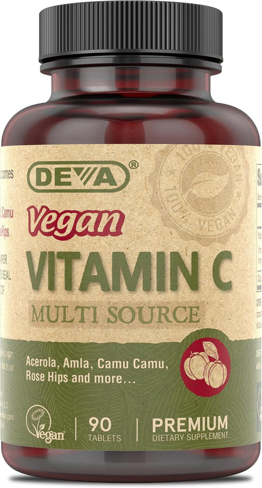 Premium Vegan Vitamin C Tablets - Non-GMO Multisource Formula - 90 Tablets