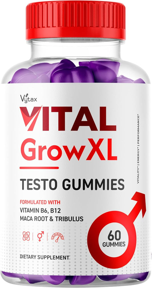 Premium Vital Grow XL Testo Gummies - Advanced Vitamin Formula for Vitality and Growth - 60 Gummies