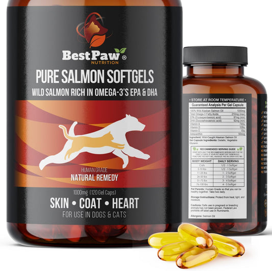 Premium Wild Alaskan Salmon Oil for Dogs & Cats - Natural Relief for Allergies, Dry Skin, Hotspots, and Joint Pain