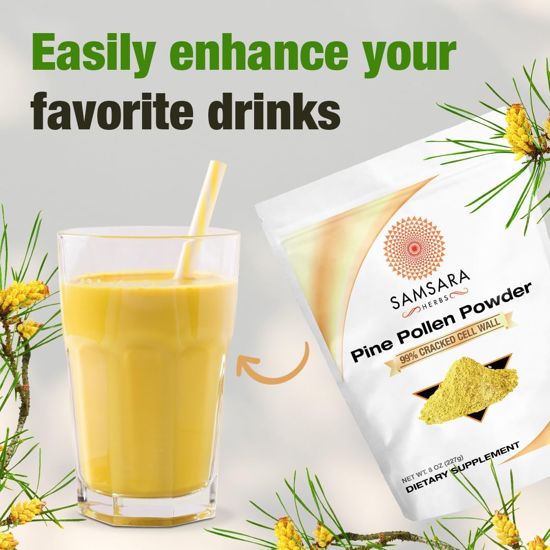 Premium Wild Harvested Pine Pollen Powder - 99% Cracked Cell Wall (16oz) for Energy & Longevity