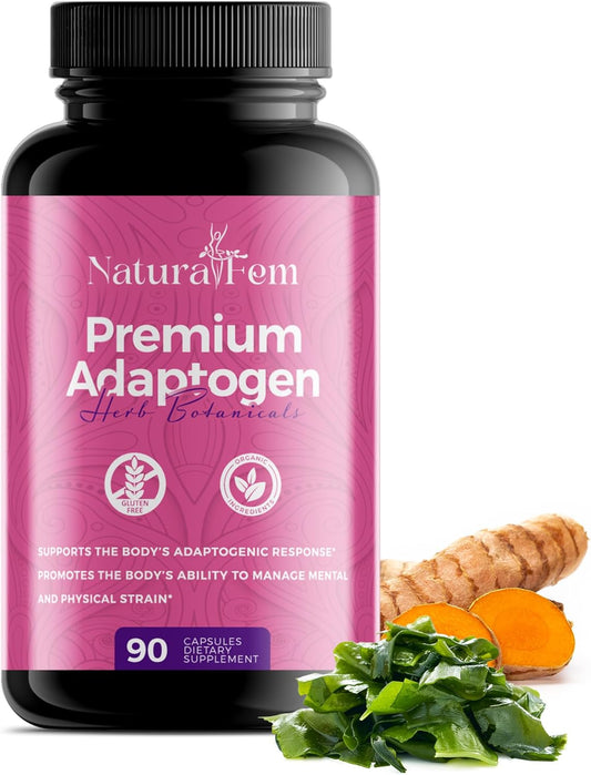 Premium Women's Adaptogen Supplements with Rhodiola Rosea, Turmeric, Maca Root - 90 Capsules for Improved Focus and Mood Support