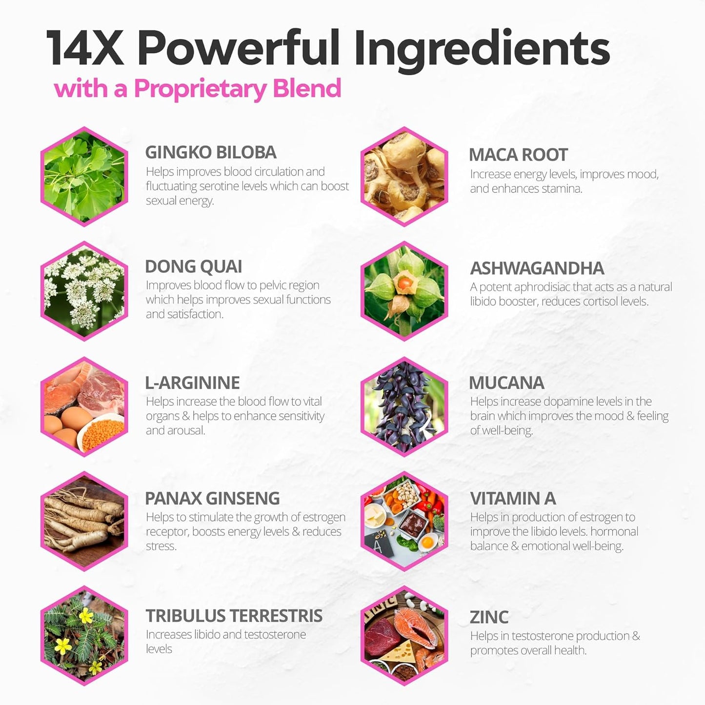 Premium Women's Libido Booster with 14X Blend - BioPerine, Ashwagandha, Maca Root - Elevate Drive, Enhance Mood, Hormone Balance - 60 Capsules, USA Made