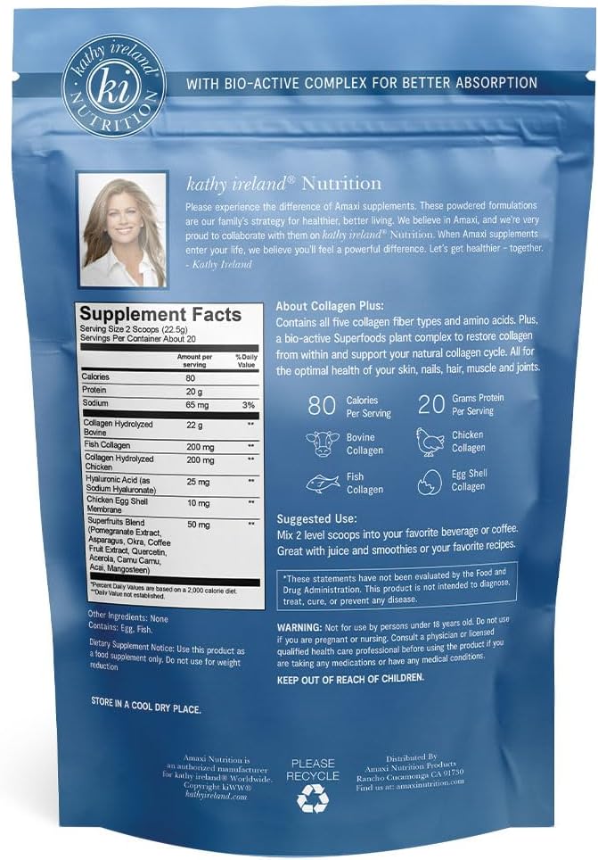 Premium Women's Multi Collagen Powder - 20g Protein per Serving - Unflavored Peptides Drink - Types I, II, III, IV, & V - 16 oz - Bovine, Chicken, Fish, & Egg Shell Sources