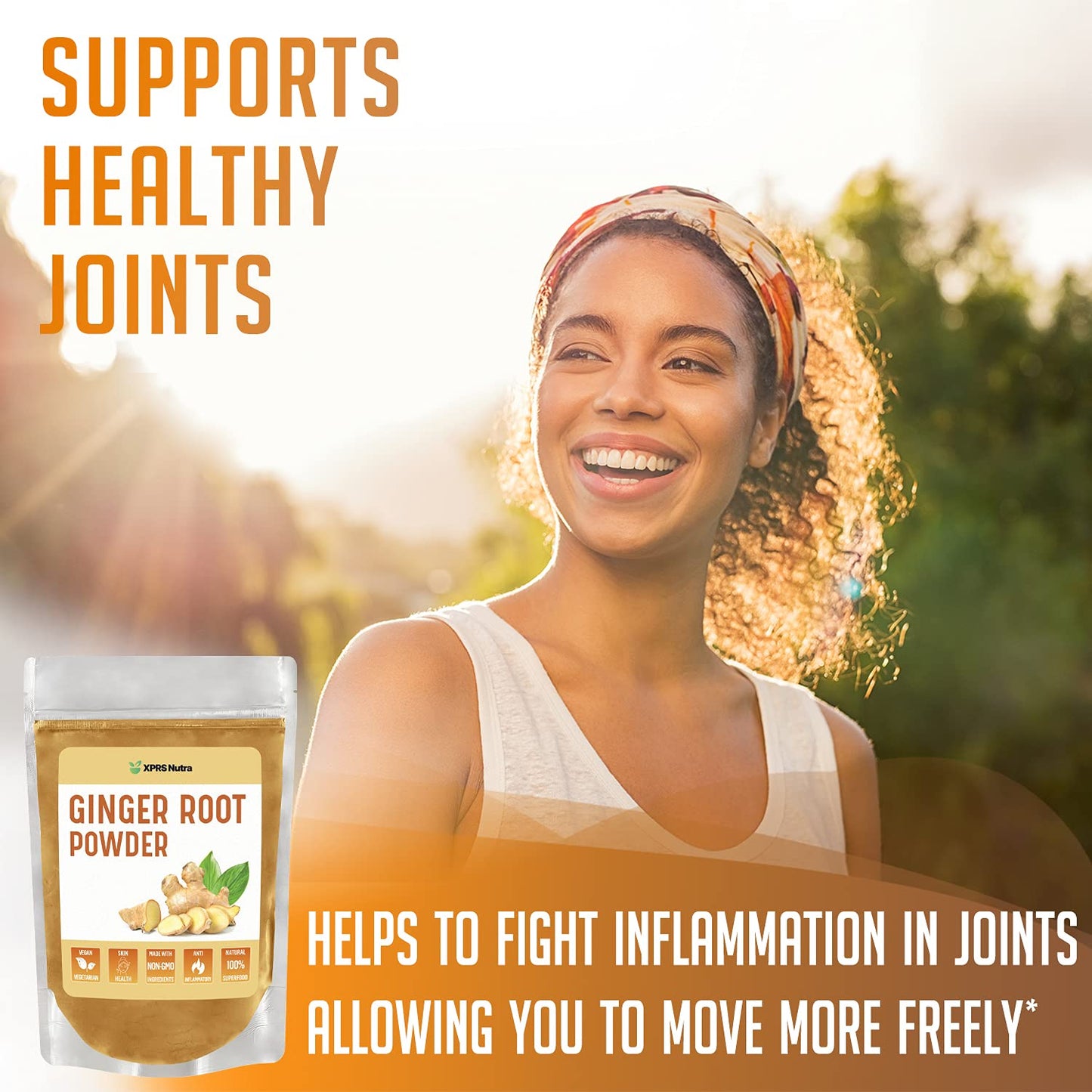 Premium XPRS Nutra Ground Ginger Powder - 16 Ounce Vegan Friendly Sustainably Grown Spice with Potent Flavor