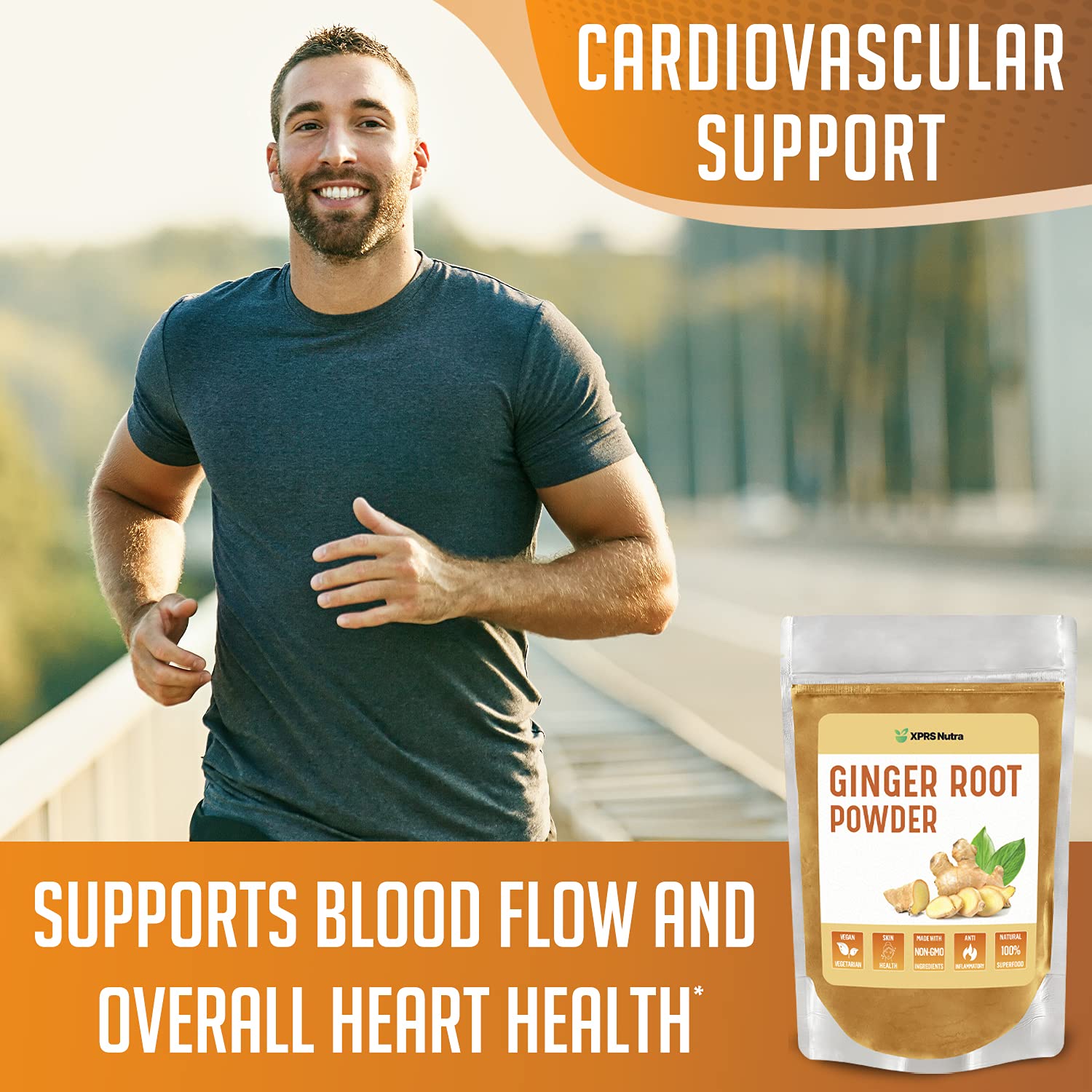 Premium XPRS Nutra Ground Ginger Powder - Potent Spicy Flavor - Vegan Friendly & Sustainably Grown (4 oz)