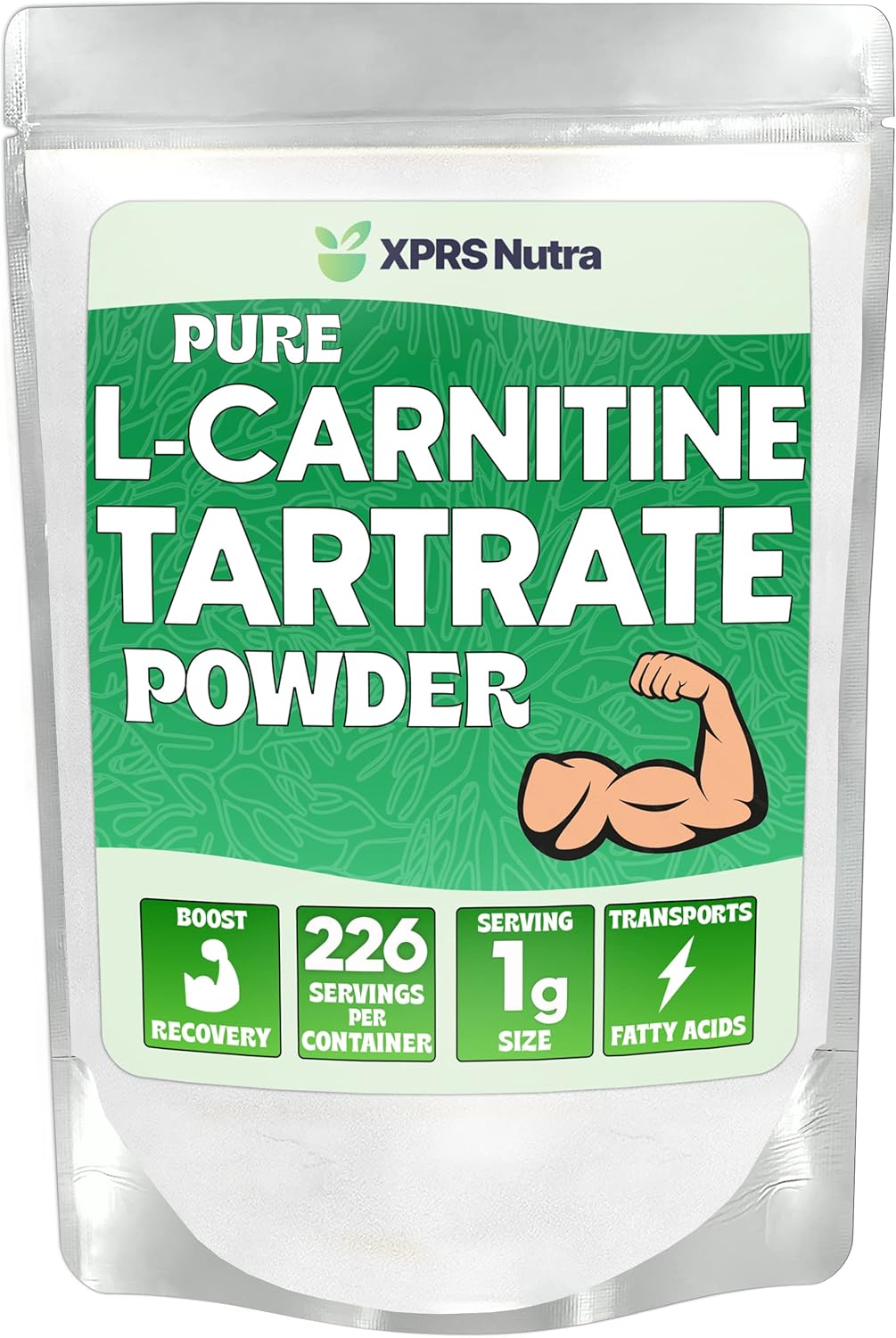Premium XPRS Nutra L Carnitine L Tartrate Powder - Vegan Friendly Amino Acid Supplement - Pure Bulk L Carnitine Powder (8 Ounce)