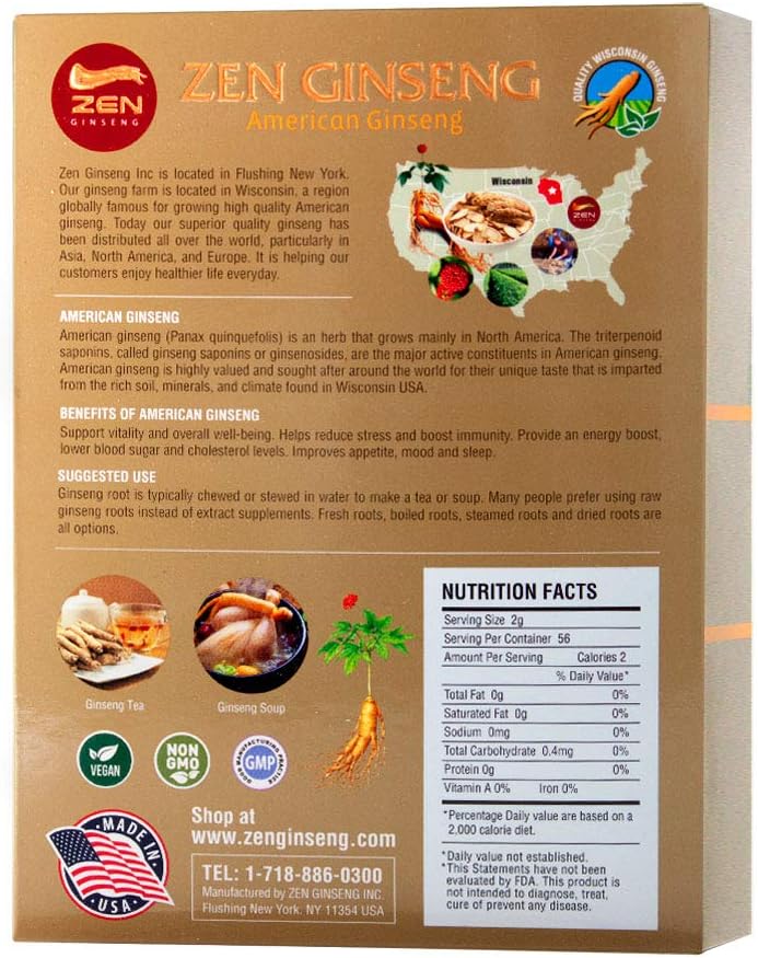 Premium Zen Ginseng: 4 Boxes of American Ginseng Root - Super Long Jumbo Wisconsin Ginseng (4oz/Box) for Enhanced Performance & Mental Health in Men & Women