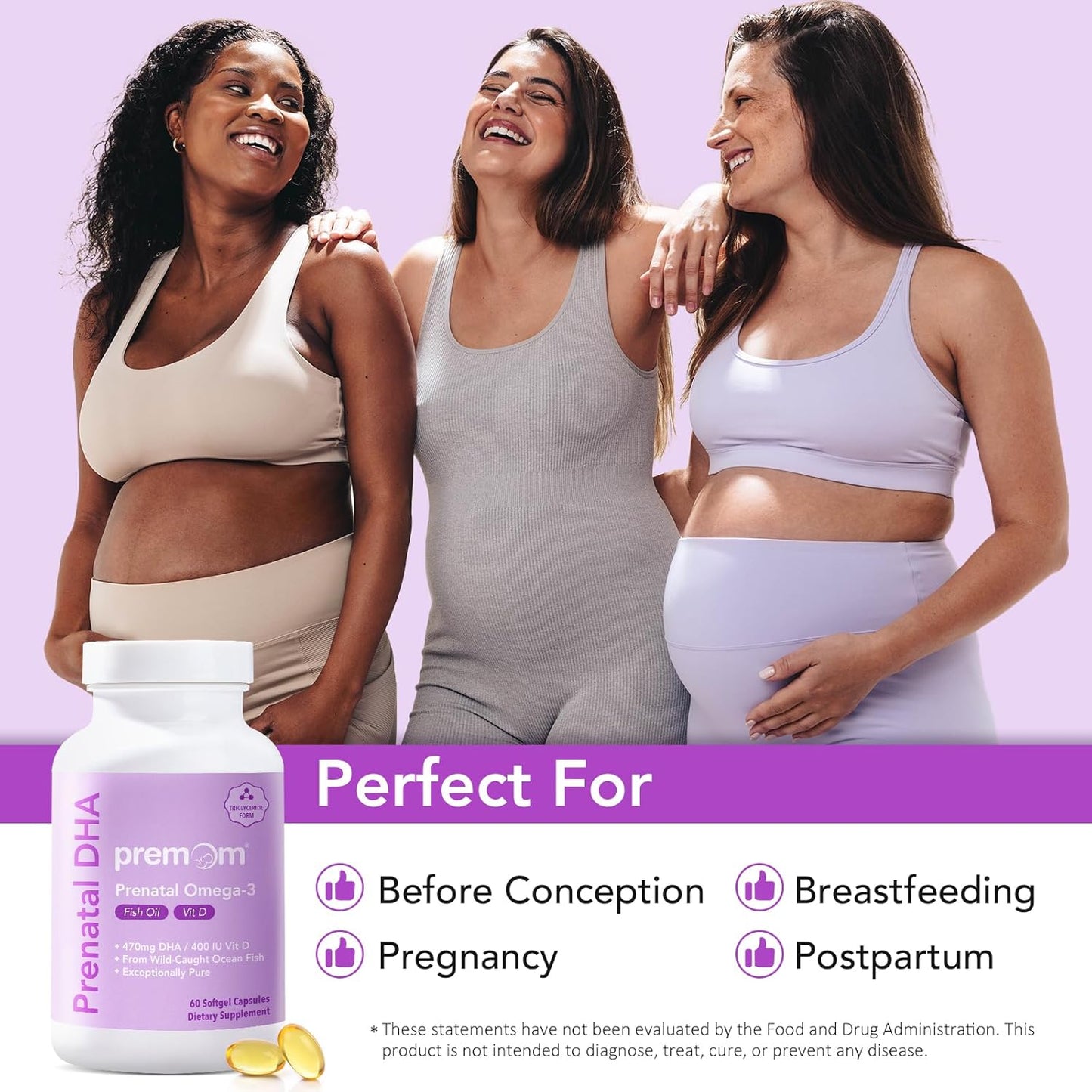 Premom Women's Multivitamin with Prenatal DHA Fish Oil, Pre & Probiotics, and Fertility Lubricant - 2&4 Fl Oz