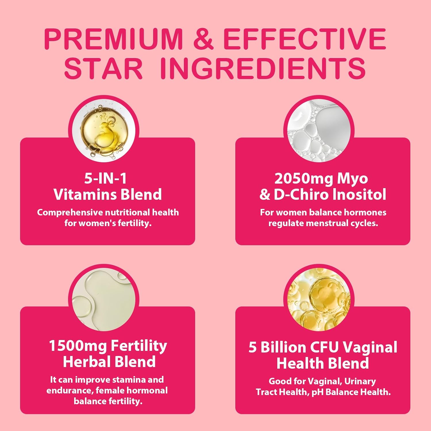 Prenatal Fertility Gummies with Myo-Inositol, D-Chiro Inositol, Folate, Herbs - Raspberry Flavor, 60 Count