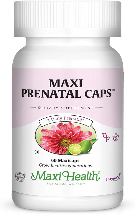 Prenatal Multivitamin Capsules with Biotin, Iron, and 60-Day Supply by Maxi Health