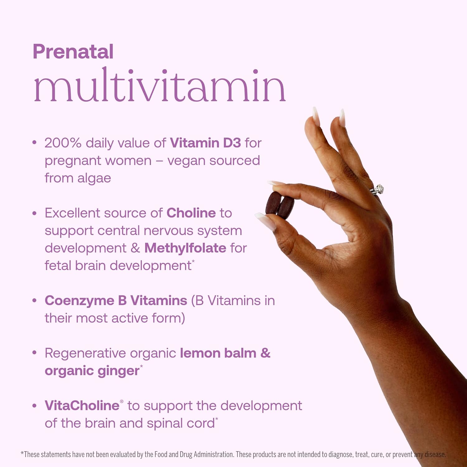 Prenatal Multivitamin for Healthy Mom & Baby - 60 Vegan Tablets with Methylfolate & Choline - Gluten & Soy Free - 30 Servings