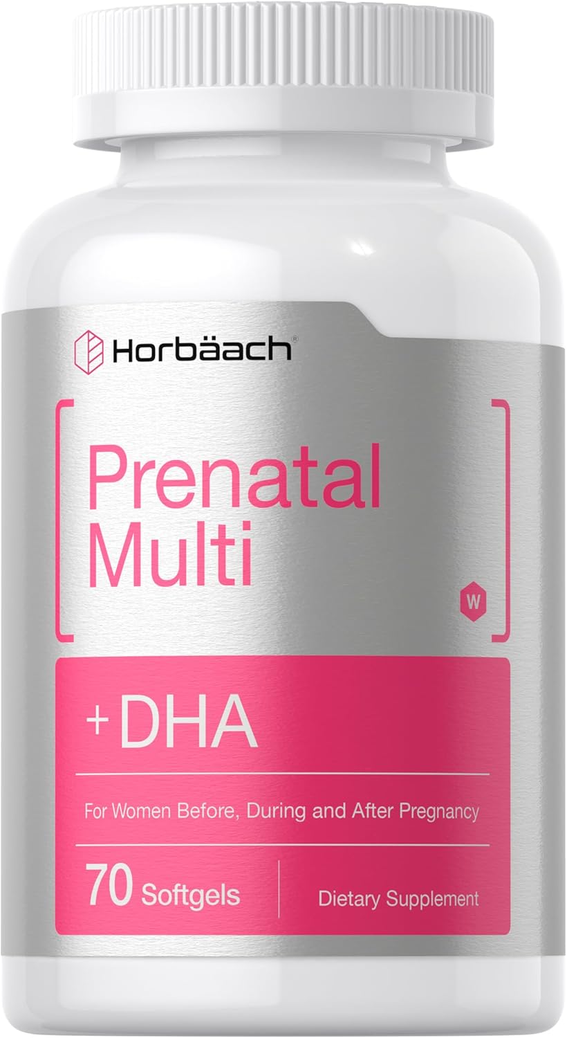Prenatal Multivitamin for Women with DHA, Iron, and Folic Acid - 70 Softgels, Non-GMO & Gluten Free