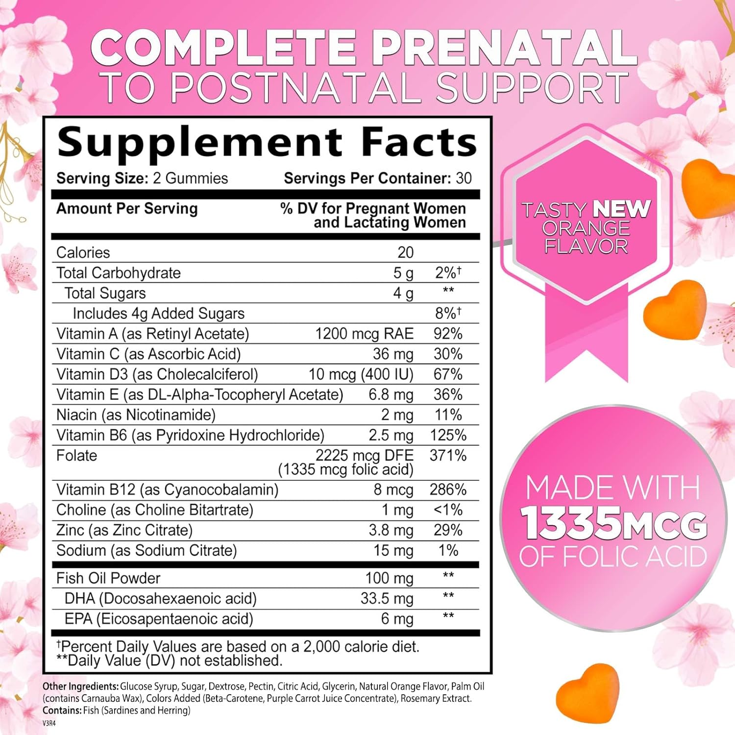 Prenatal Multivitamin Gummies for Women with Folic Acid, DHA, and Essential Nutrients - Non-GMO Pregnancy Support - 60 Count