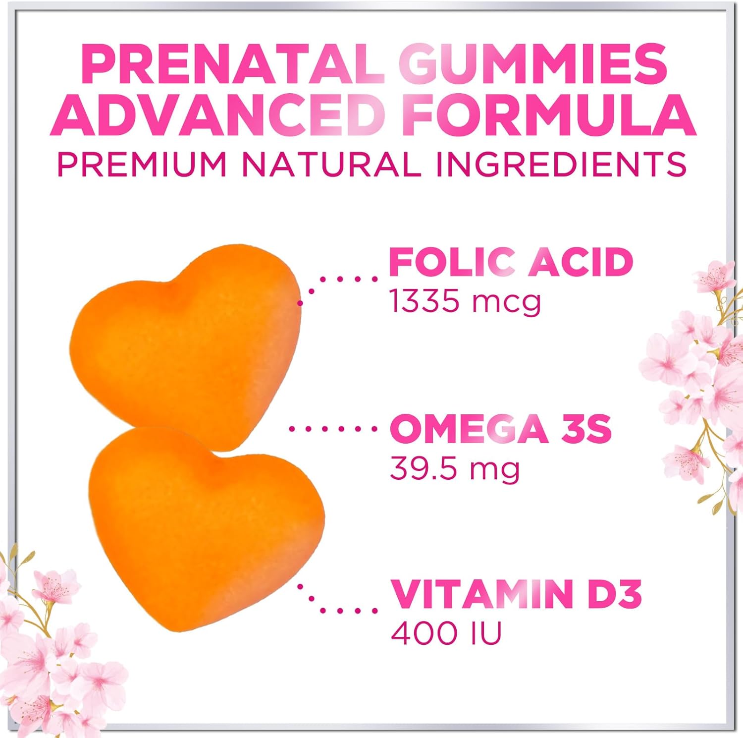 Prenatal Multivitamin Gummies for Women with Folic Acid, DHA, and Essential Nutrients - Non-GMO Pregnancy Support - 60 Count