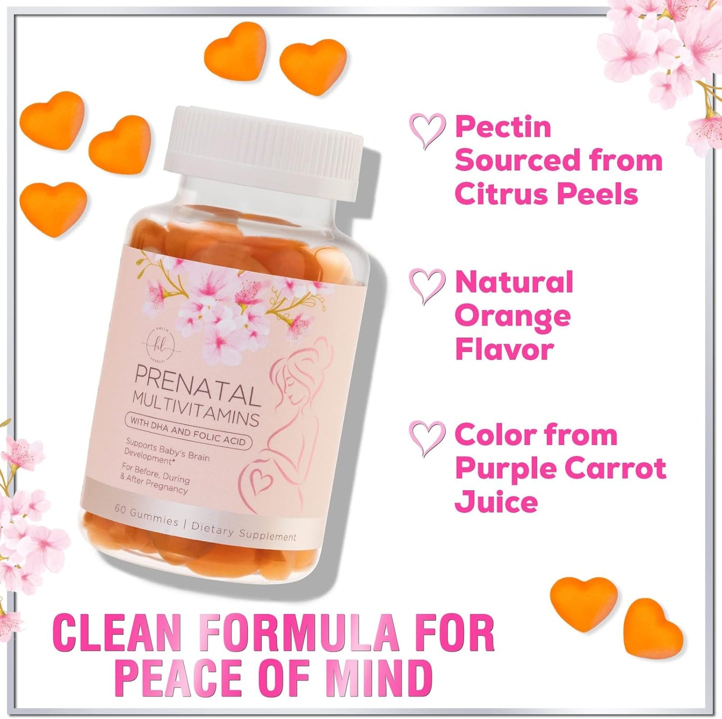 Prenatal Multivitamin Gummies for Women with Folic Acid, DHA, and Essential Nutrients - Non-GMO Pregnancy Support - 60 Count