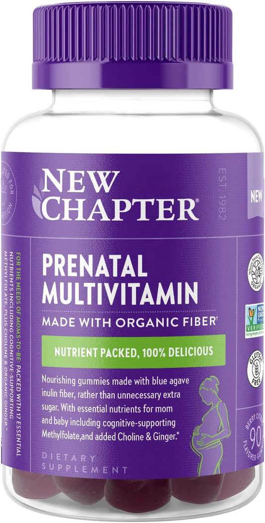 Prenatal Multivitamin Gummies with Methylfolate & Vitamin D3 - Non-GMO, Gluten Free, Berry Citrus Flavor, 90ct, 71% Less Sugar