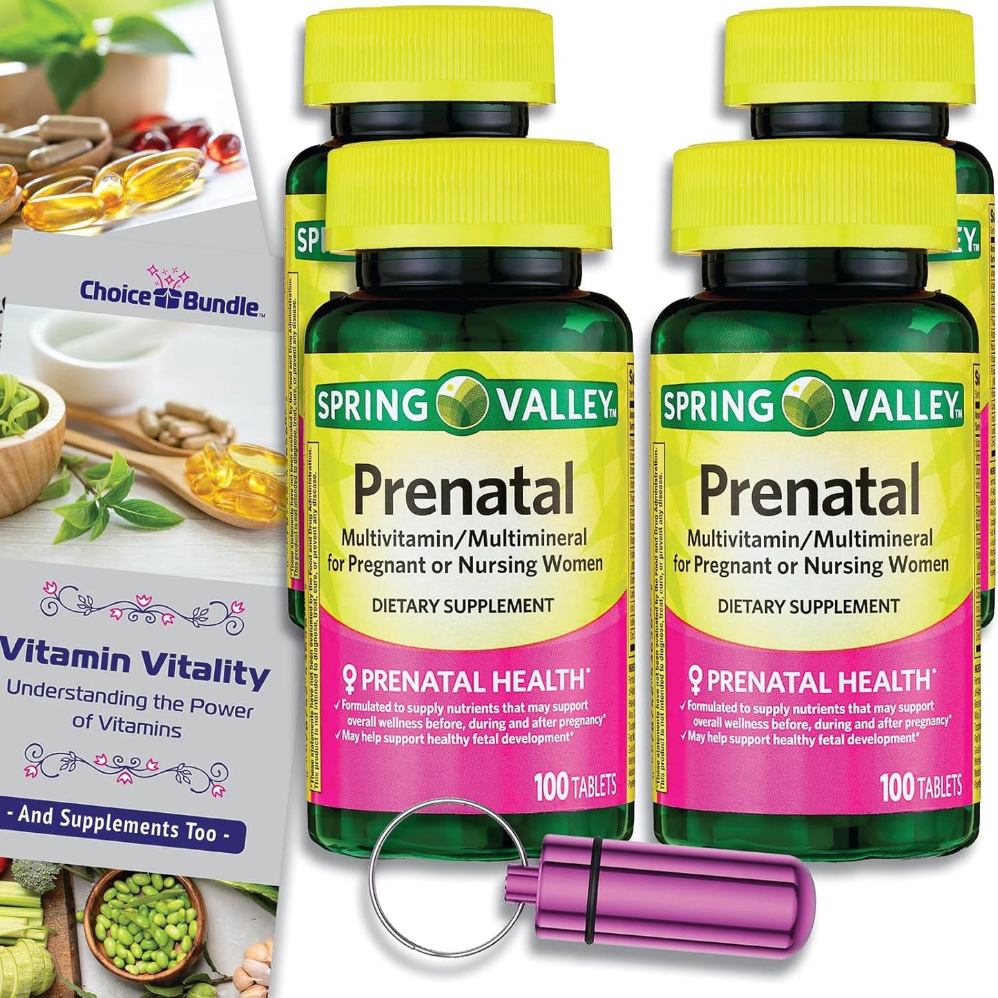 Prenatal Multivitamin Multimineral Bundle: 400 Tablets + Vitamin Guide & Pill Container for Pregnant/Nursing Women