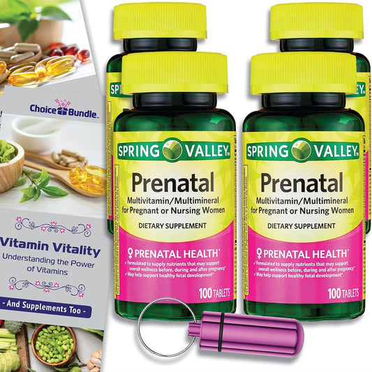Prenatal Multivitamin Multimineral Bundle: 400 Tablets + Vitamin Guide & Pill Container for Pregnant/Nursing Women