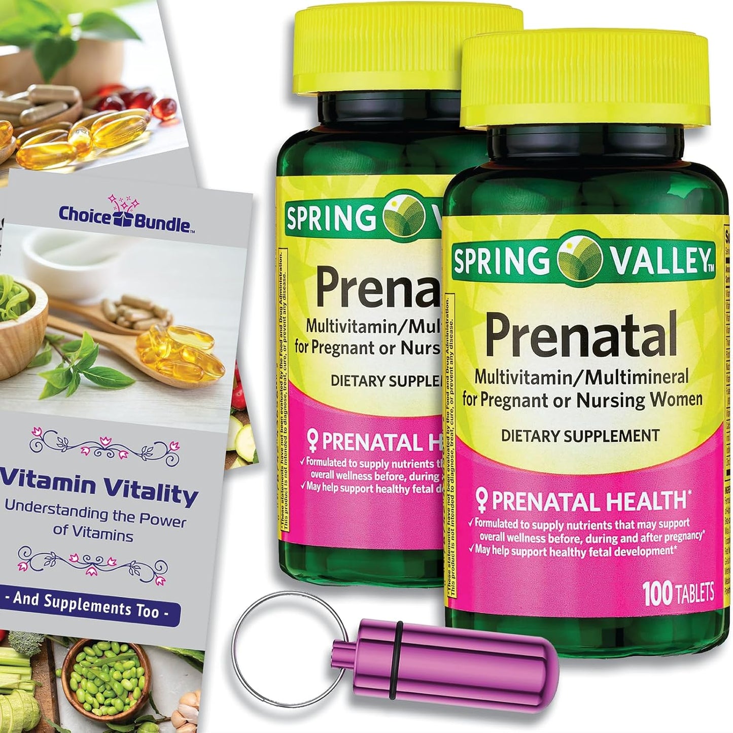 Prenatal Multivitamin Multimineral Bundle for Pregnant & Nursing Women: 200 Tablets + Vitamin Guide & Pill Container