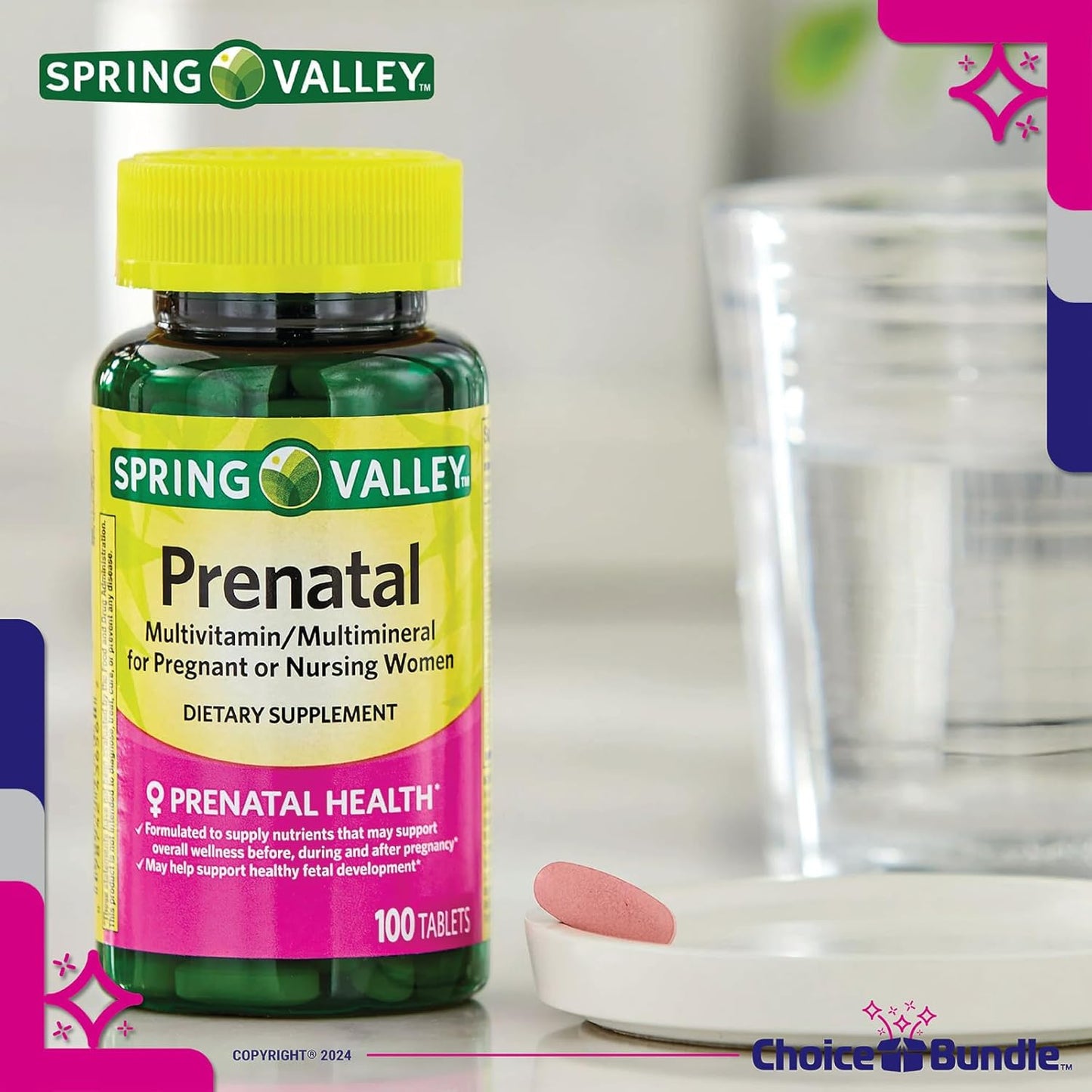 Prenatal Multivitamin Multimineral Bundle for Pregnant & Nursing Women - 300 Tablets + Vitamin Guide & Pill Container