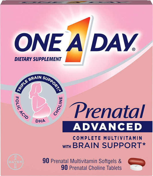 Prenatal Multivitamin with Brain Support for Women - Choline, Folic Acid, Omega-3 DHA & Iron - 180 Count for Pre, During, and Post Pregnancy