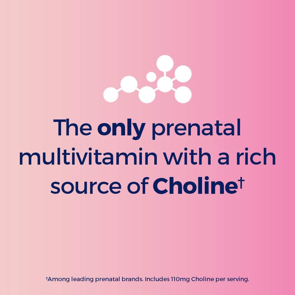 Prenatal Multivitamin with Brain Support for Women - Choline, Folic Acid, Omega-3 DHA & Iron - 180 Count for Pre, During, and Post Pregnancy