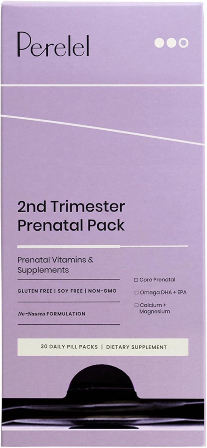 Prenatal Pack for 2nd Trimester - Daily Pregnancy Vitamins with Omega DHA, Calcium, and Magnesium - Soy-Free Non-GMO (30 Pill Packs)