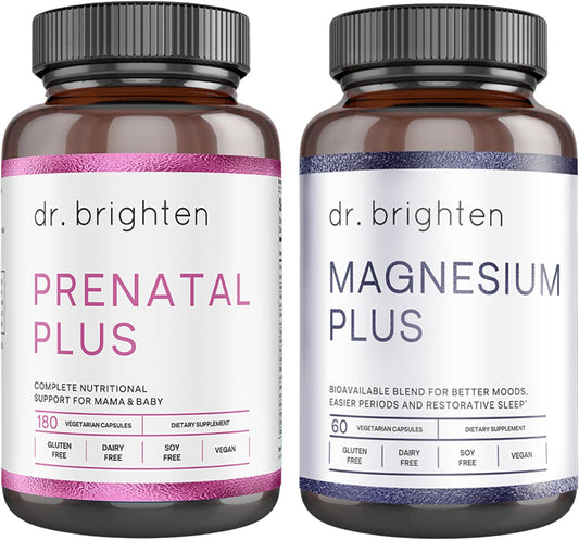 Prenatal Plus and Magnesium Plus Bundle for Pregnant and Nursing Mothers - Non-GMO, Vegan, Gluten-Free, Soy-Free