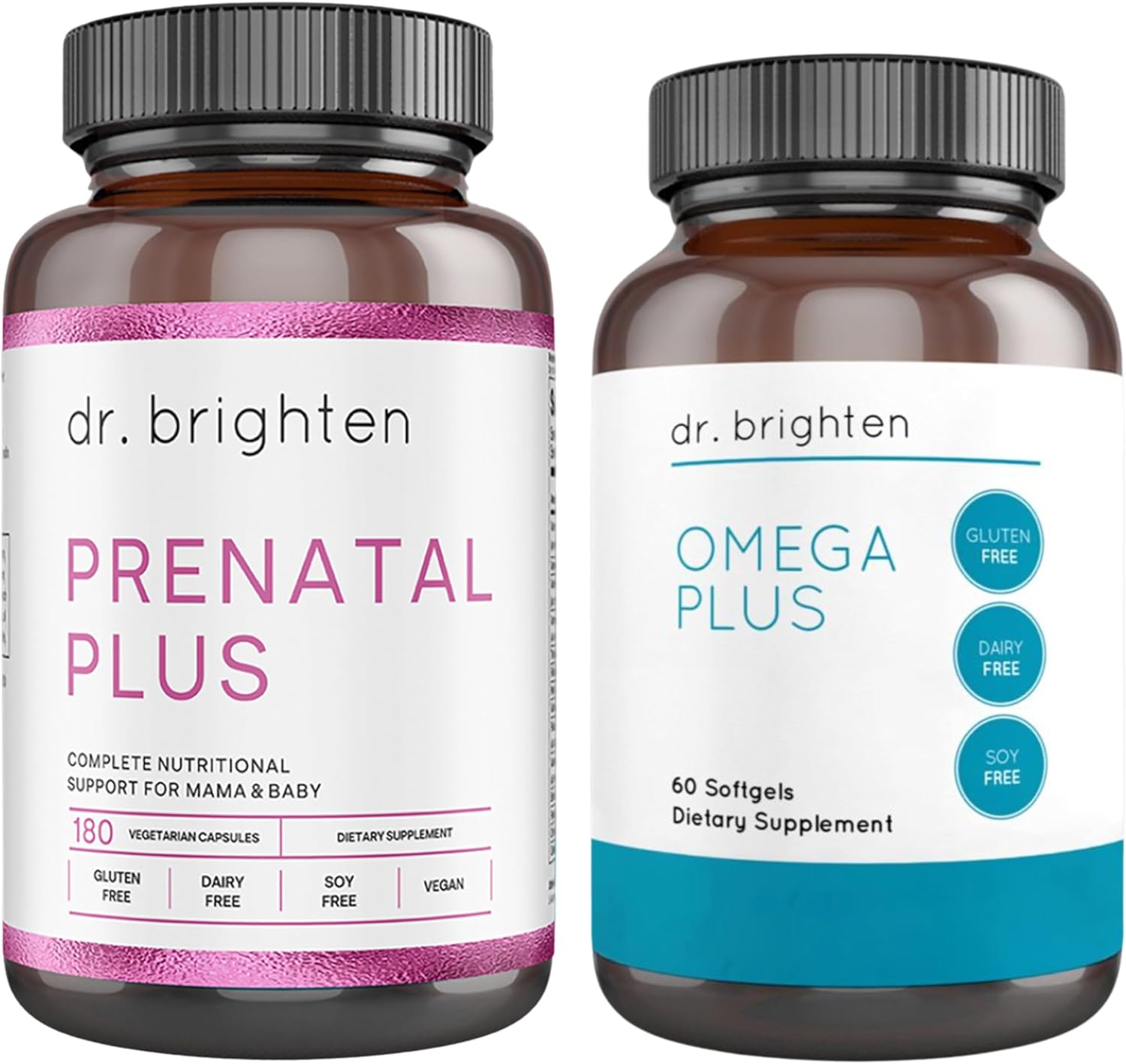Prenatal Plus and Omega Plus Bundle for Pregnant or Nursing Mothers - Non-GMO, Gluten-Free, Soy-Free