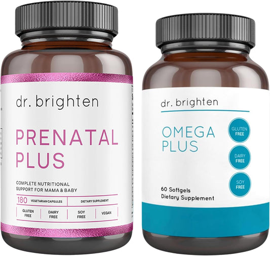 Prenatal Plus and Omega Plus Bundle for Pregnant or Nursing Mothers - Non-GMO, Gluten-Free, Soy-Free