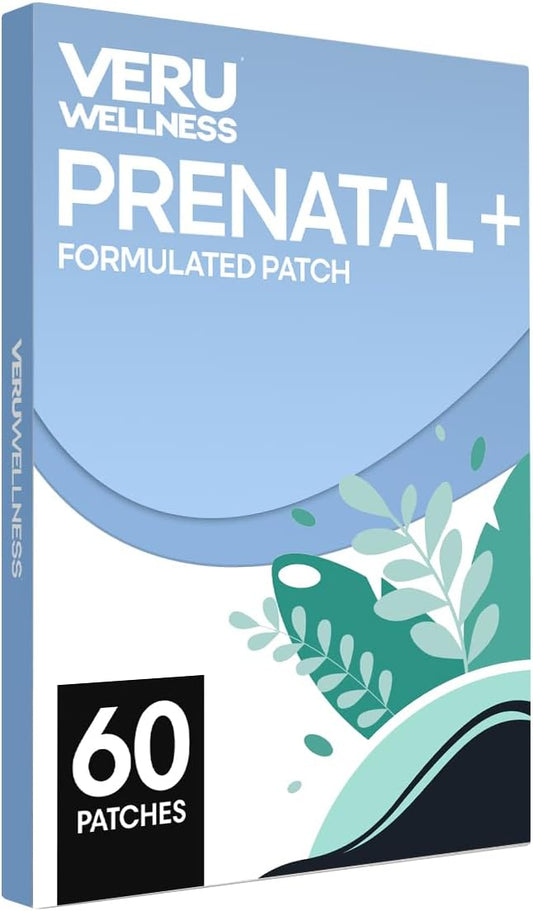 Prenatal Plus Daily Patch - Essential Folate, Calcium, Magnesium - 60 Self-Adhesive Patches by Veru Wellness