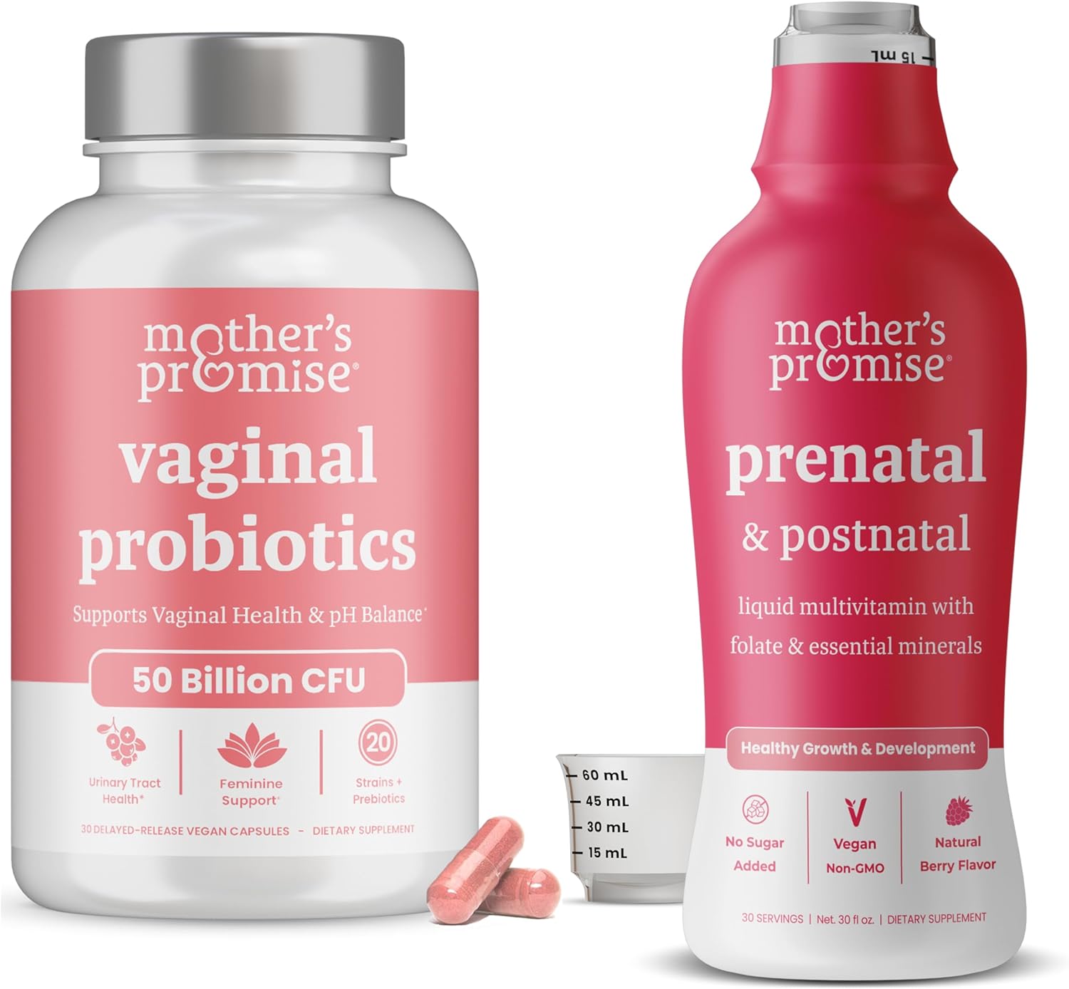 Prenatal & Postnatal Multivitamin Liquid with Vaginal Probiotics Bundle for Women