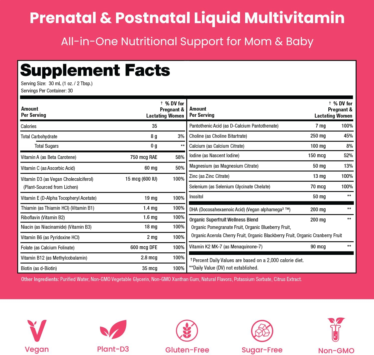 Prenatal & Postnatal Multivitamin Liquid with Vaginal Probiotics Bundle for Women