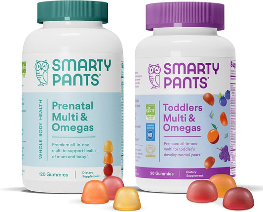 Prenatal & Toddler Multivitamin Gummies Bundle: Omega-3, Biotin, Methylfolate, Vitamin D3, C, B12, B6, A, K & Zinc for Immune Support - 30 Day Supply