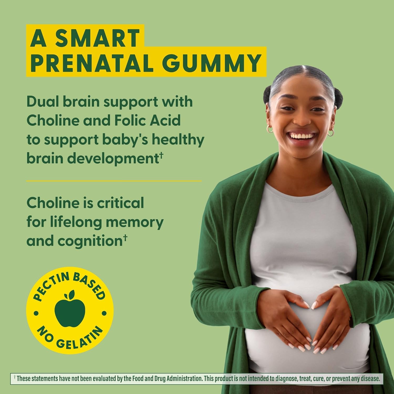 Prenatal Vitamin Gummies with Folic Acid & Choline for Baby's Brain - Red Raspberry Flavor - 60 Gummies