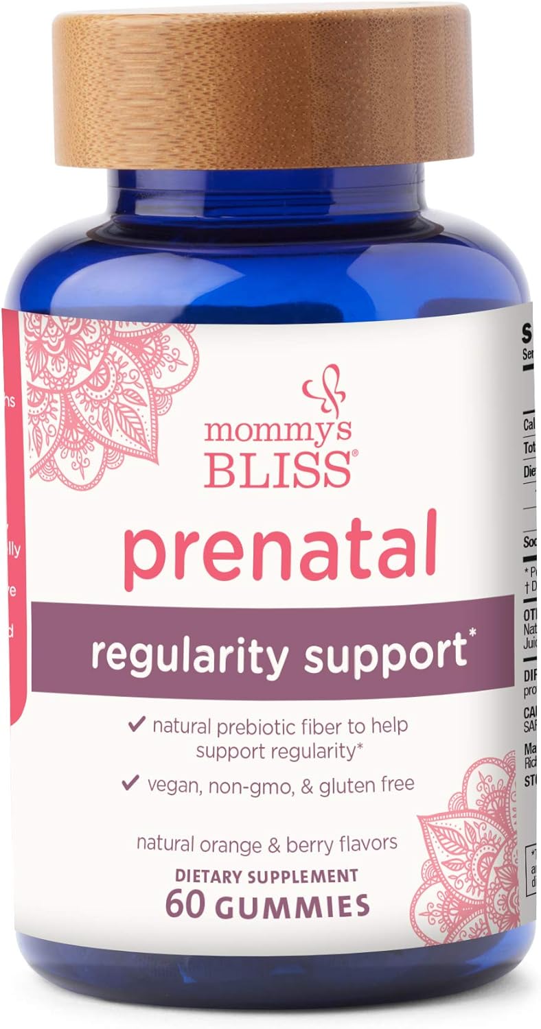 Prenatal Vitamin Gummies with Prebiotic Fiber for Digestive Health - Elderberry Juice, Annatto, Gluten Free, Non-GMO - 60 Gummies