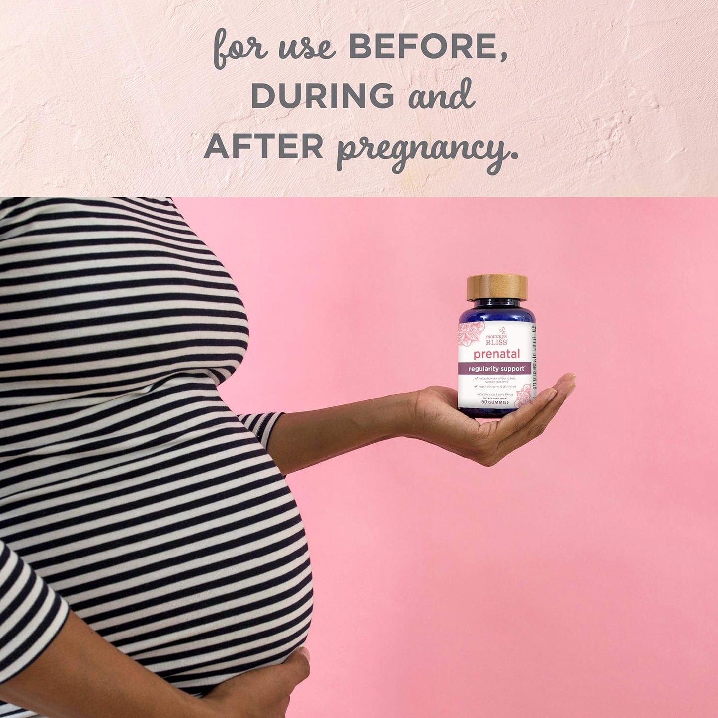 Prenatal Vitamin Gummies with Prebiotic Fiber for Digestive Health - Elderberry Juice, Annatto, Gluten Free, Non-GMO - 60 Gummies