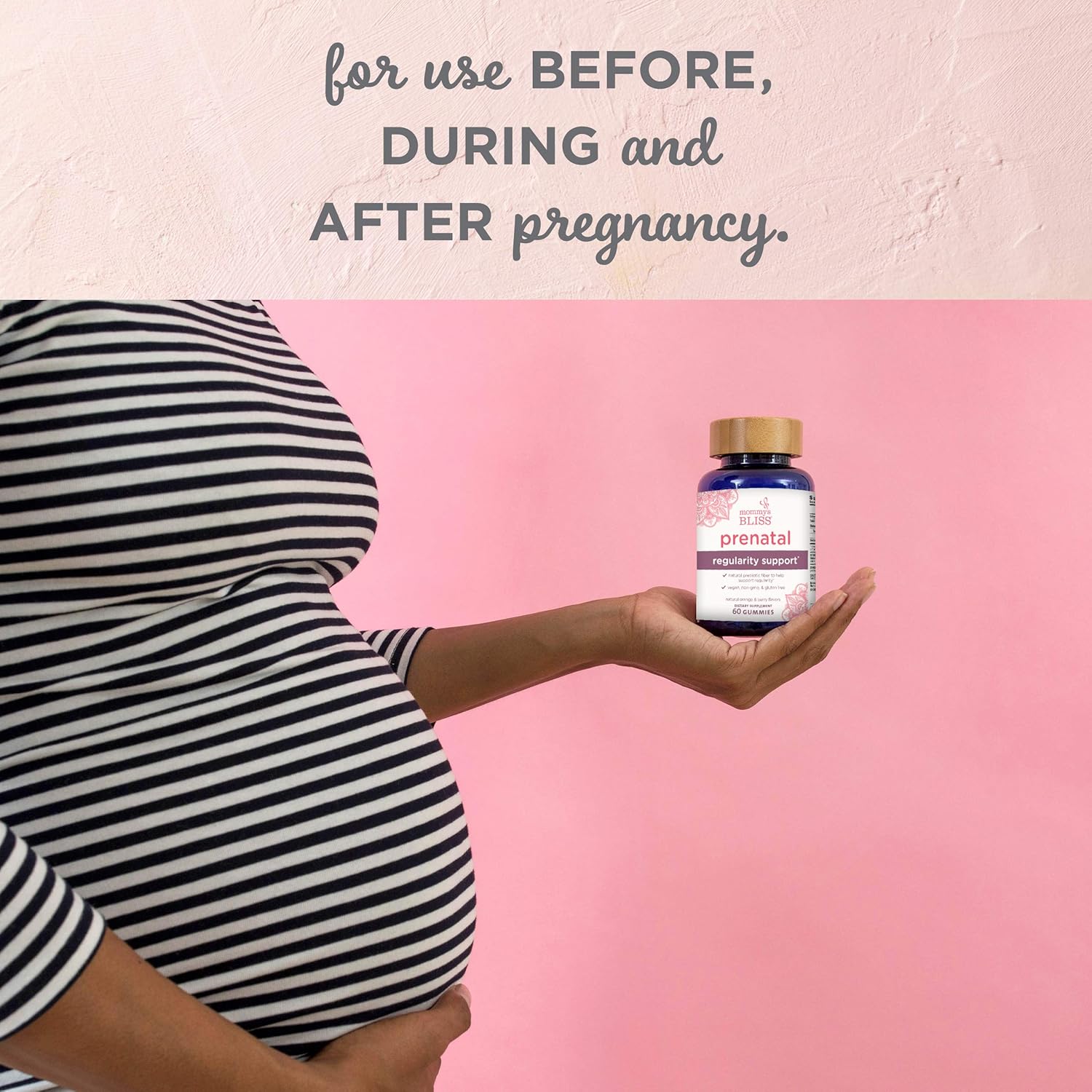 Prenatal Vitamin Gummies with Prebiotic Fiber for Digestive Health - Elderberry Juice, Annatto, Gluten Free, Non-GMO - 60 Gummies