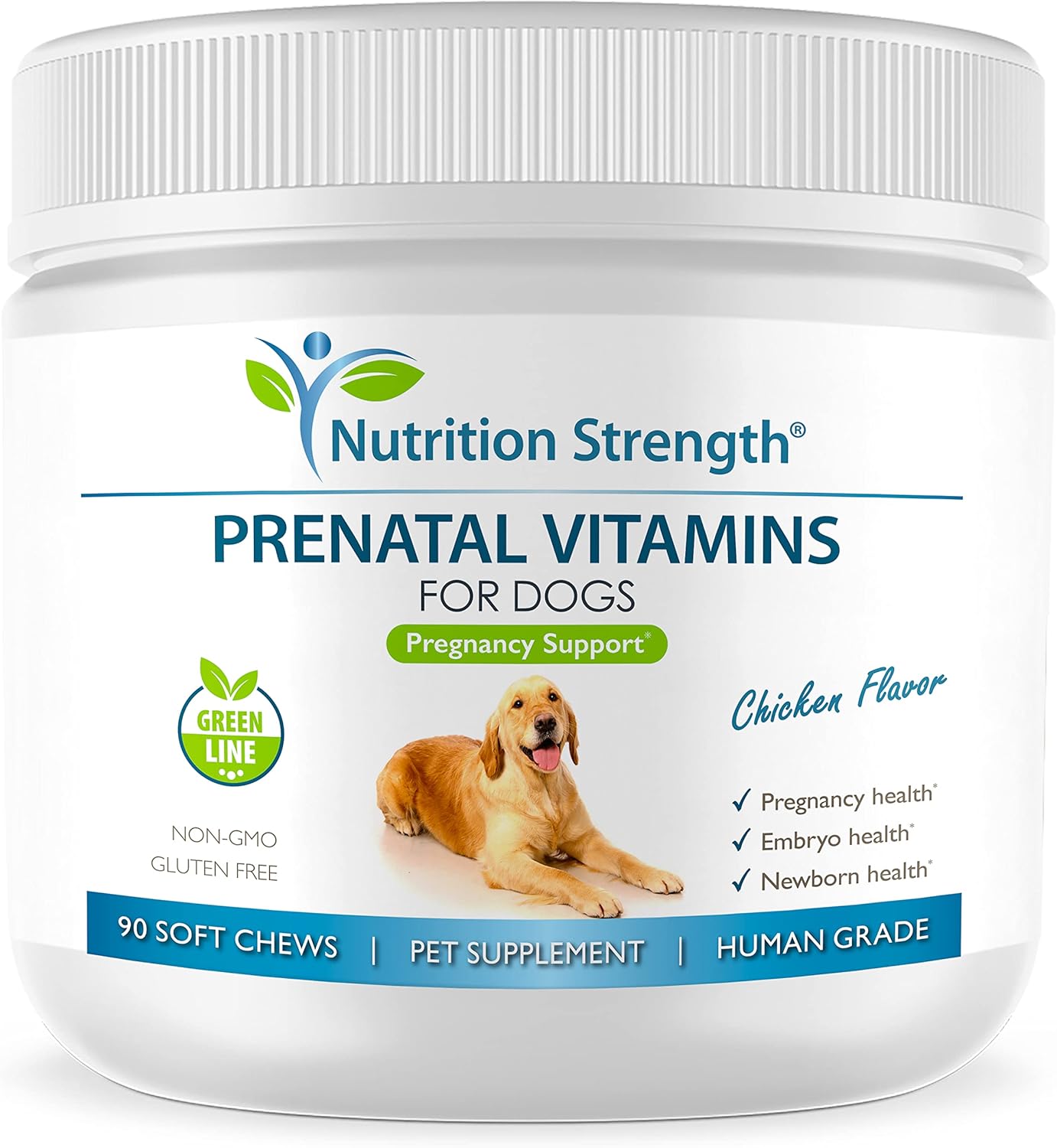 Prenatal Vitamins for Dogs with Folic Acid, Iron, Zinc, Iodine, B Vitamins, 90 Soft Chews for Healthy Puppies and Milk Production