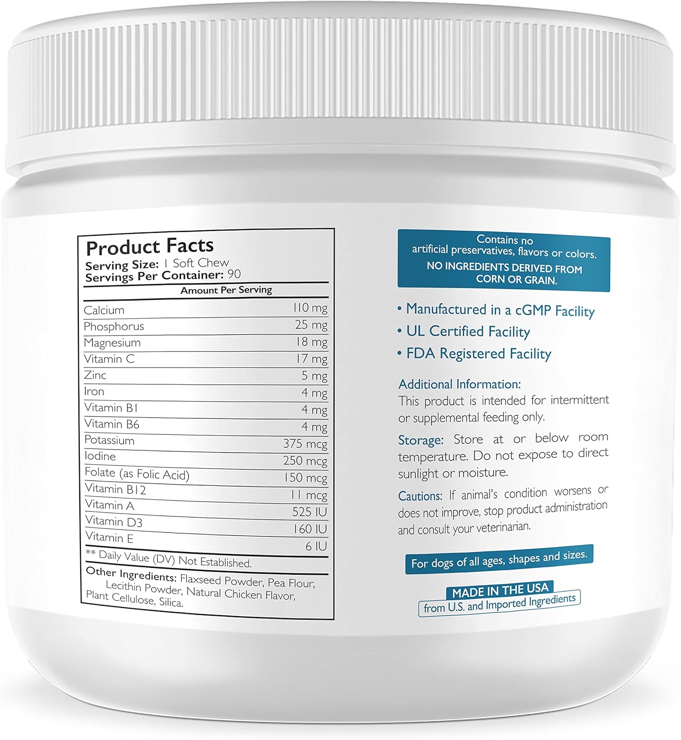 Prenatal Vitamins for Dogs with Folic Acid, Iron, Zinc, Iodine, B Vitamins, 90 Soft Chews for Healthy Puppies and Milk Production