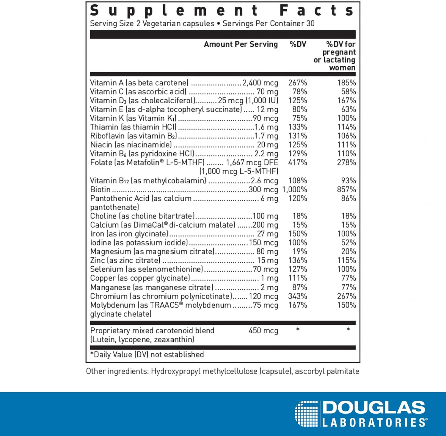 Prenatal Vitamins for Maternal Health During Pregnancy | Douglas Laboratories | 60 Capsules