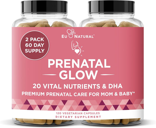 Prenatal Vitamins for Women - 20-in-1 Nutrients for Healthy Pregnancy - Folic Acid & Vegan DHA - 120 Capsules