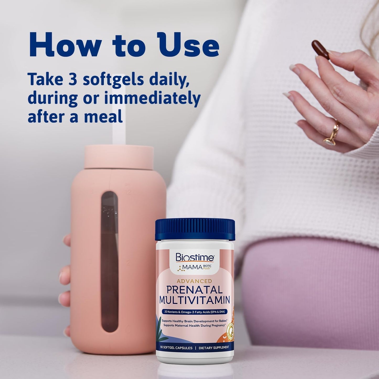 Prenatal Vitamins for Women - 20 Nutrients, Folic Acid, Iron, Omega 3 | Pregnancy Support Supplement - 90 Softgel Pills