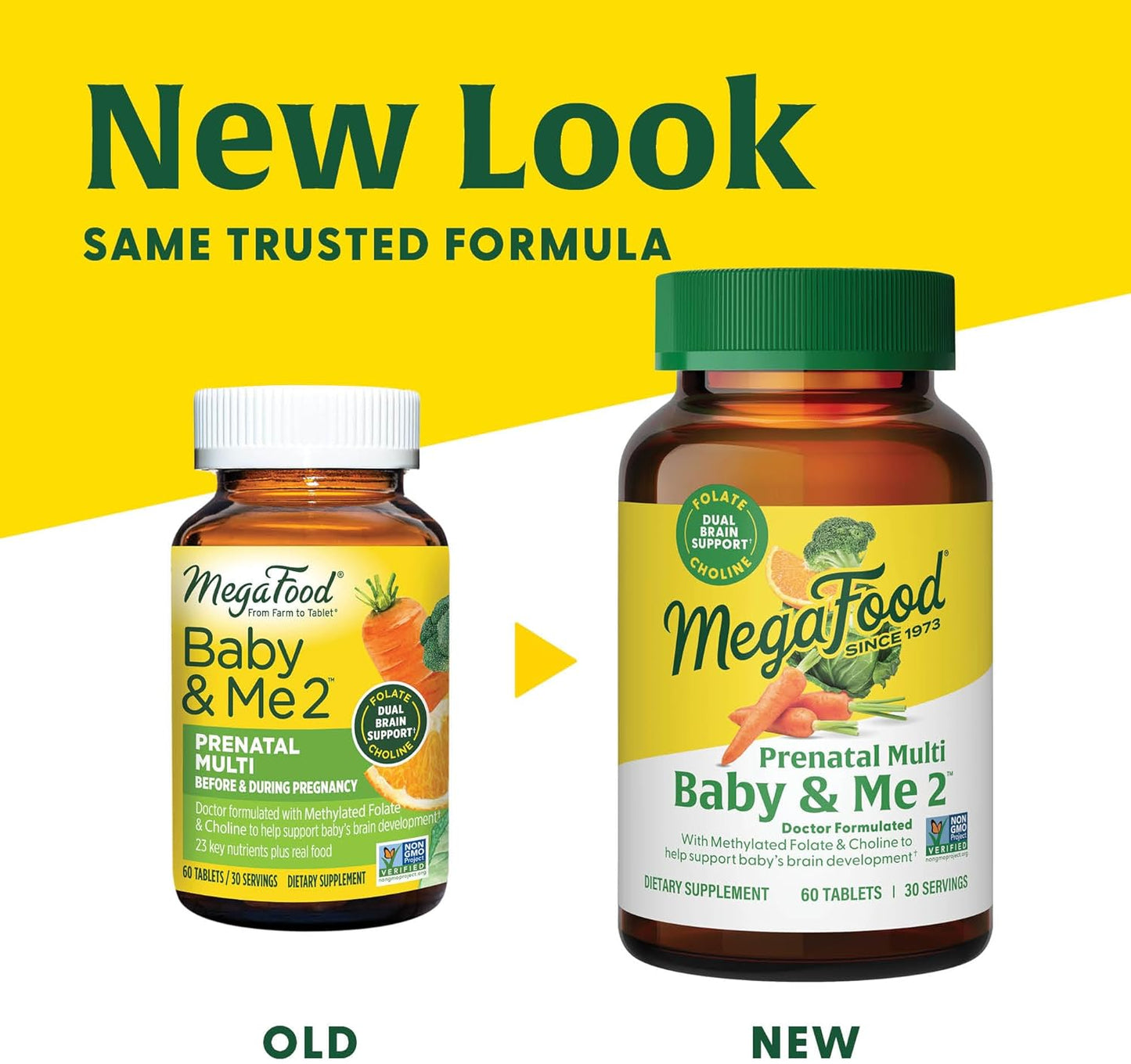 Prenatal Vitamins for Women with Folate, Choline, Iron, Iodine, Vitamin C and D - 120 Tabs (60 Servings) by MegaFood Baby & Me 2 - BoostGo Australia