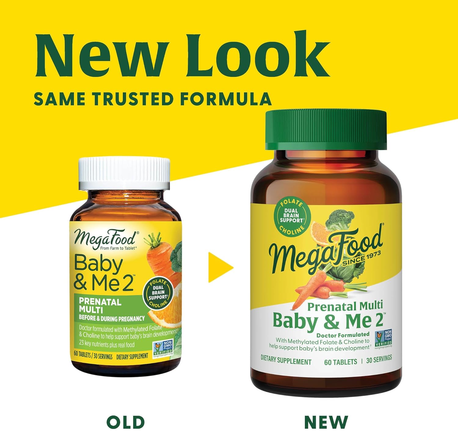 Prenatal Vitamins for Women with Folate, Choline, Iron, Iodine, Vitamin C and D - 120 Tabs (60 Servings) by MegaFood Baby & Me 2 - BoostGo Australia