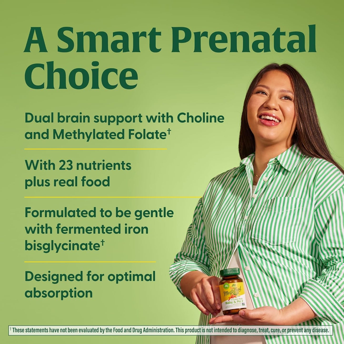 Prenatal Vitamins for Women with Folate, Choline, Iron, Iodine, Vitamin C and D - 120 Tabs (60 Servings) by MegaFood Baby & Me 2 - BoostGo Australia